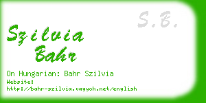 szilvia bahr business card